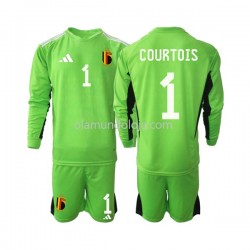 Camisola Bélgica Courtois 1 Guarda-redes Criança Equipamento Primeiro 2021-2022 Manga Comprida